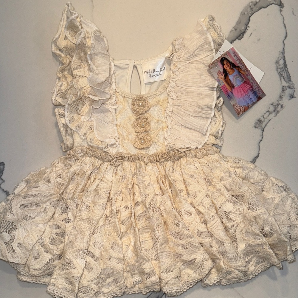Ooh! La, La! Couture Lace Baby Oatmeal Dress
